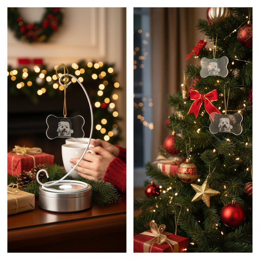 Personalized Bone Shaped Crystal Pet Ornament