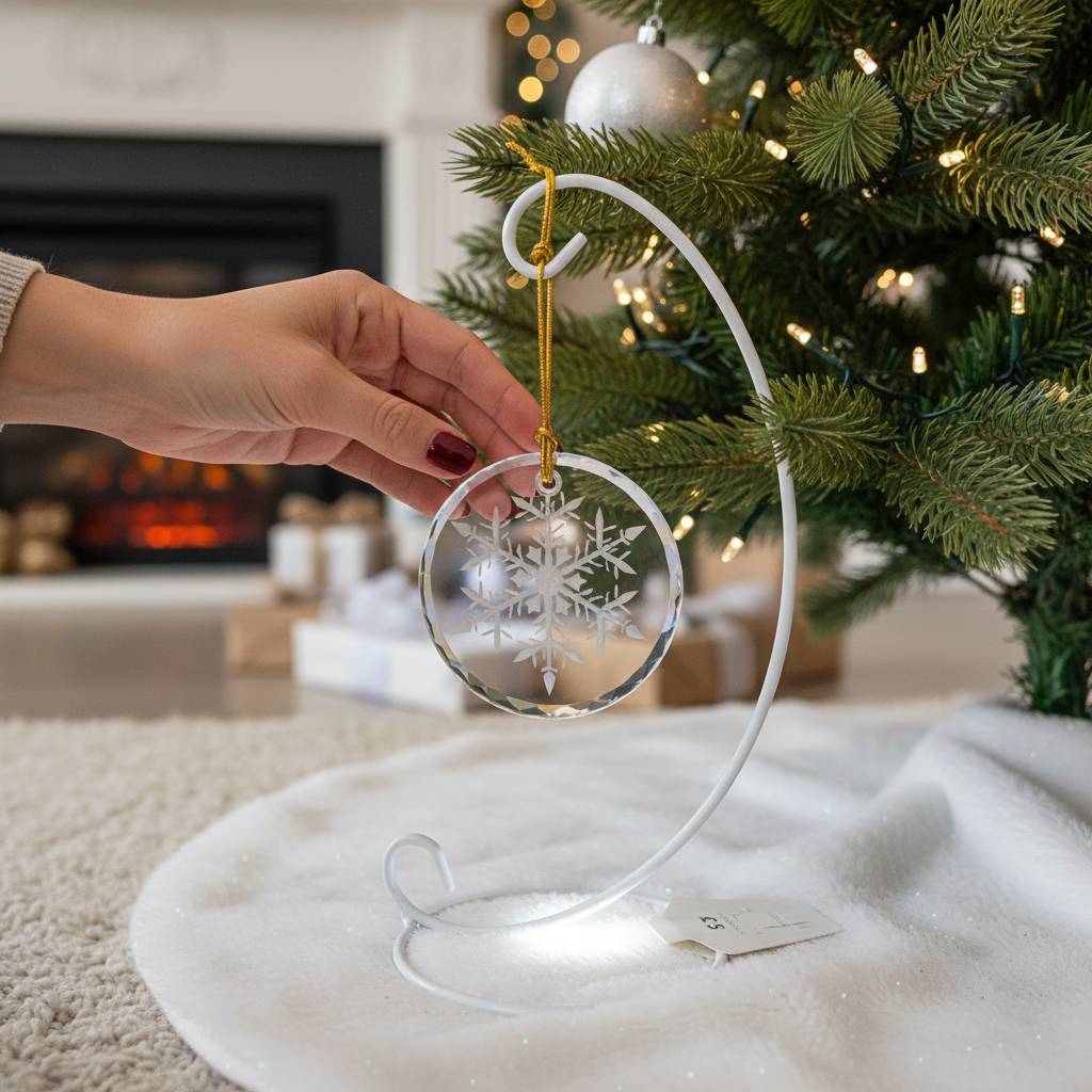 Engraved Crystal Snowflake Hanging Ornament Decoration