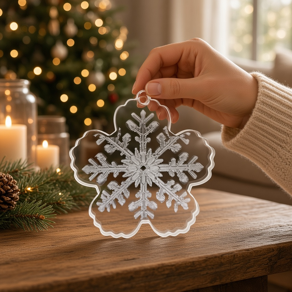 snowflake ornament ready to go onto tree or stand 