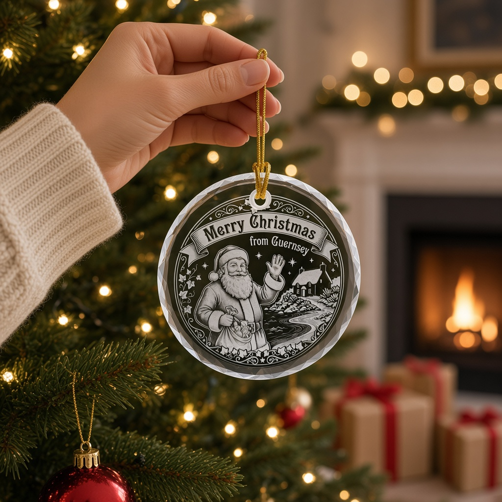 Round hanging optic crystal ornament 80mm ready to go onto tree or stand