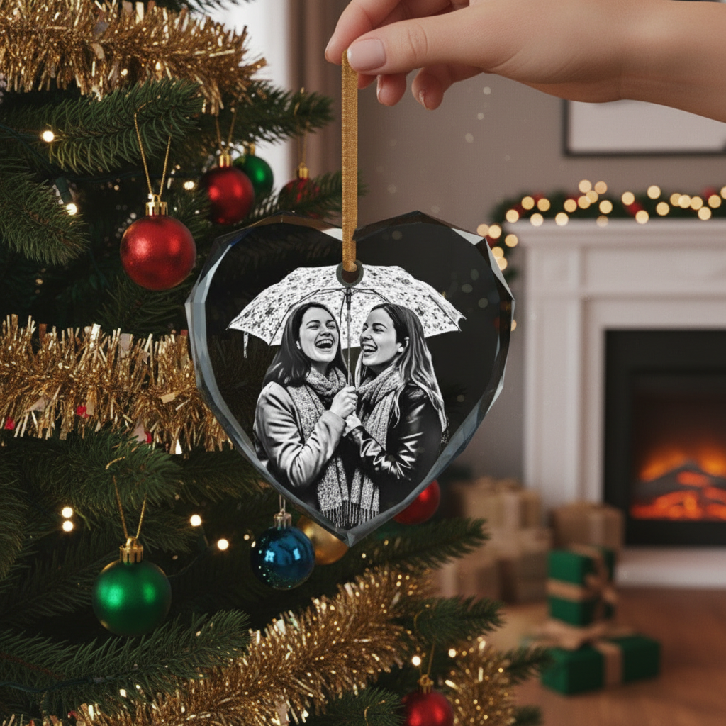Personalized Heart Shaped Crystal Hanging Ornament