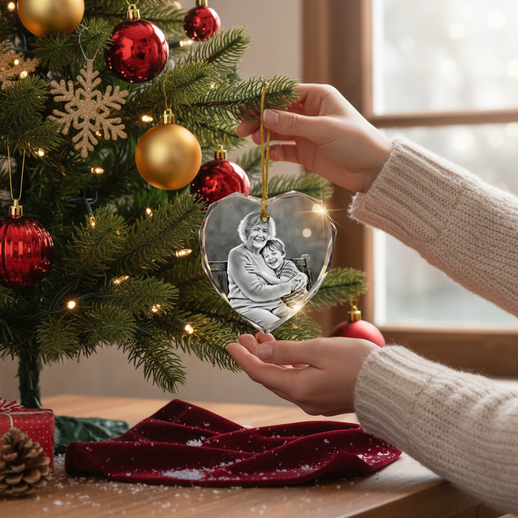 Personalized Heart Shaped Crystal Hanging Ornament