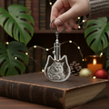 Engraved Cat Portrait Crystal Keychain Accessory