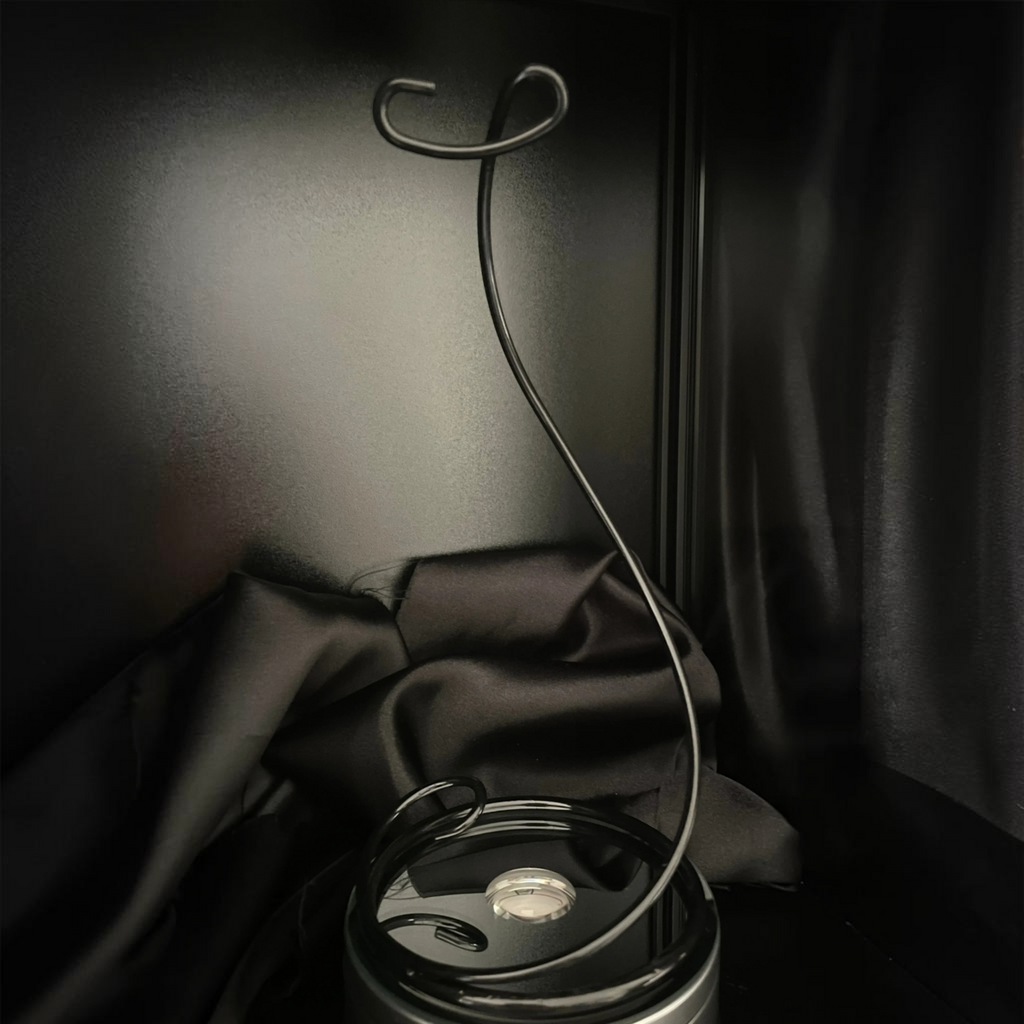 Sarnia3Dcrystals matte black metal display stand with a curved hook for hanging crystal ornaments