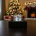 Sarnia3Dcrystals glass block with 3D laser-engraved Santa Claus and Merry Christmas from Guernsey inscription
